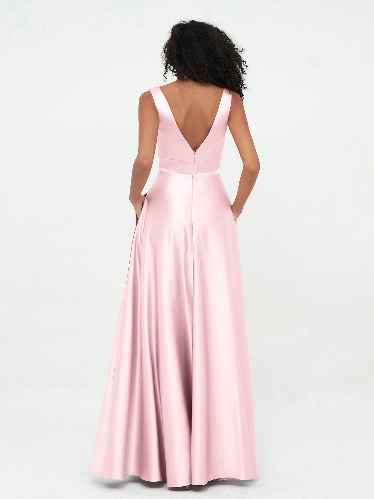 V-neck Satin Max Dresses Blush Pibk