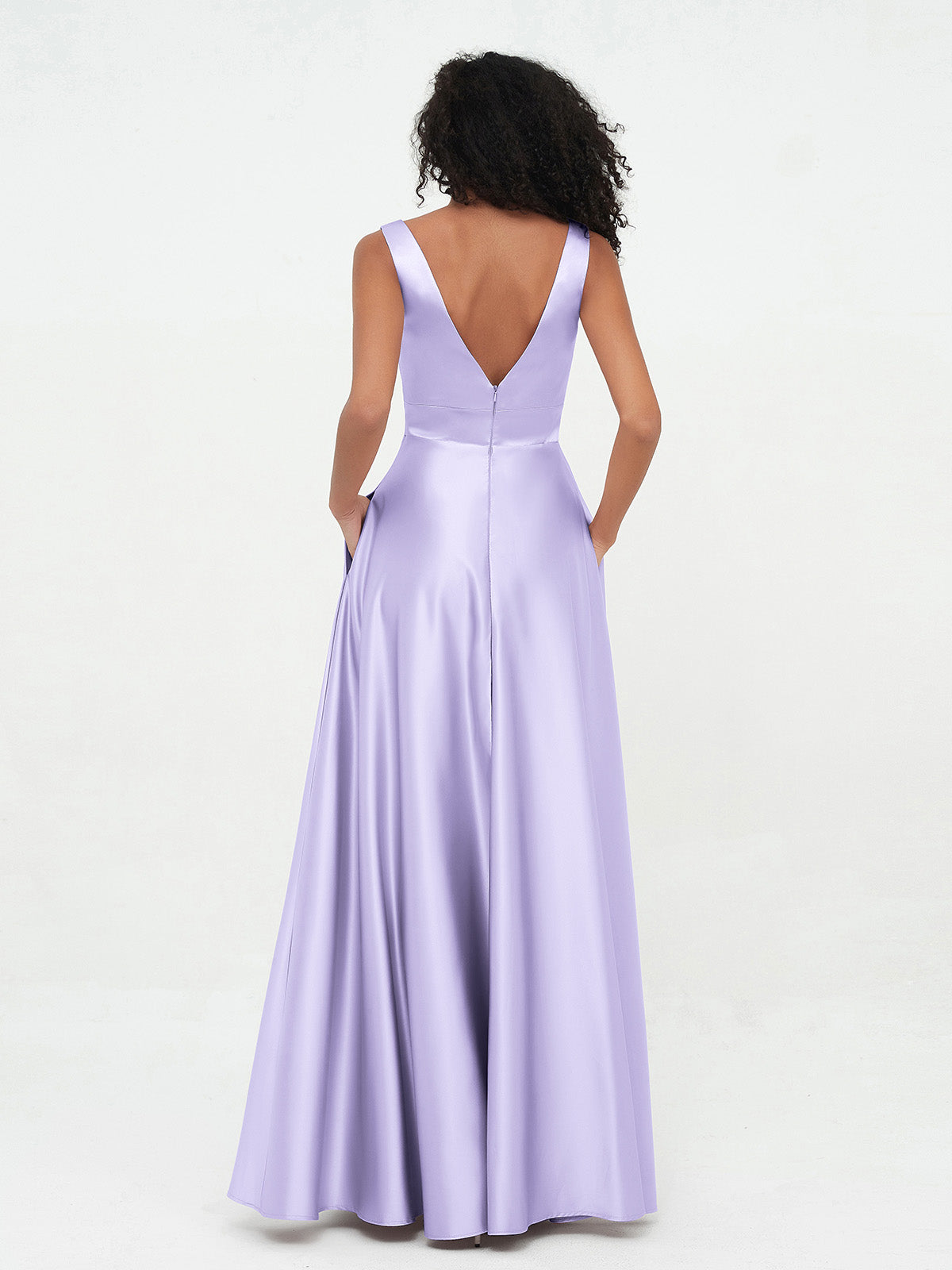 V-neck Satin Max Dresses Lilac