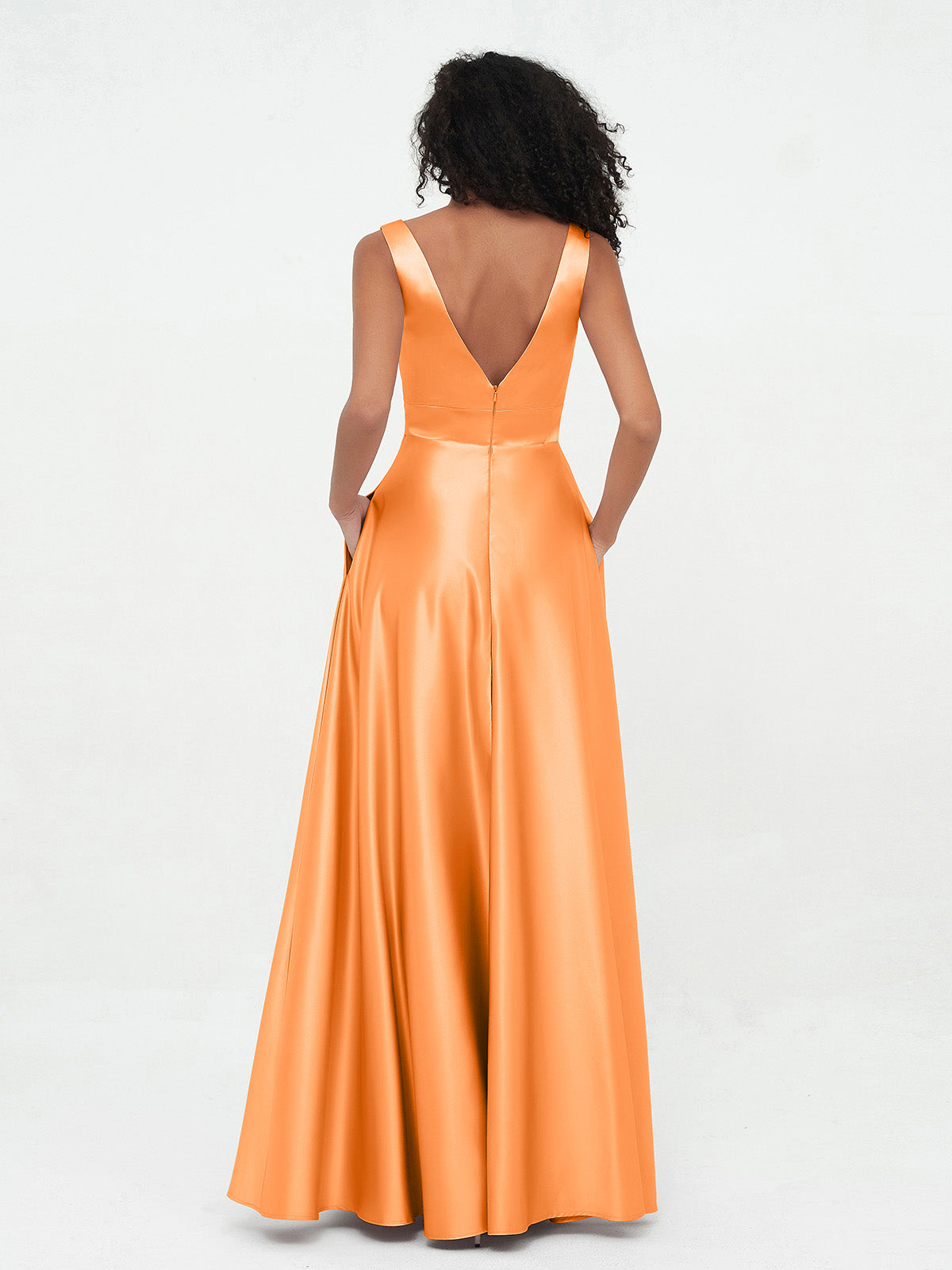 V-neck Satin Max Dresses Orange