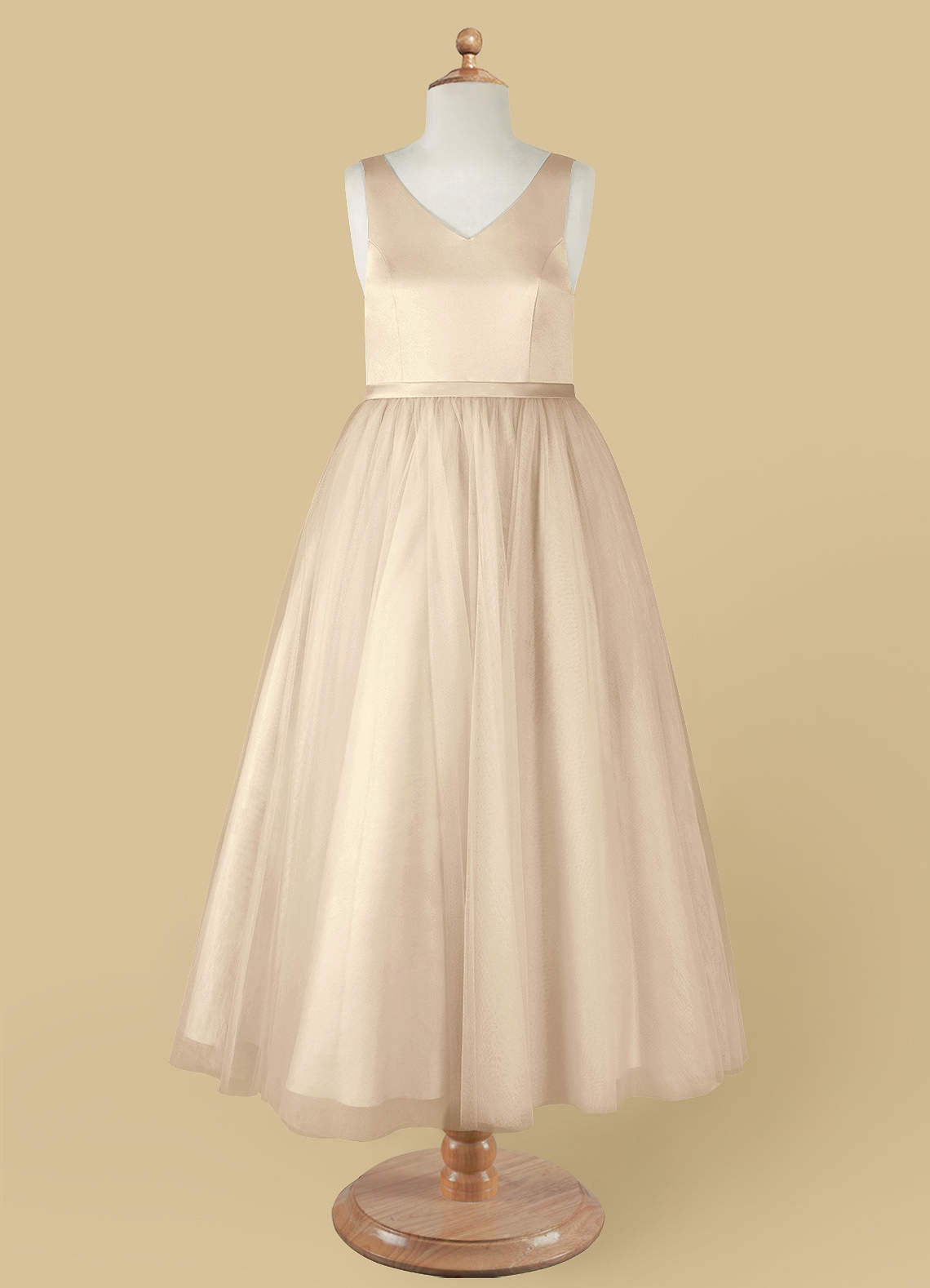 Tulle Flower Gril Dress Champagne