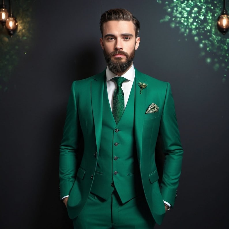 Green 3Pcs Suit