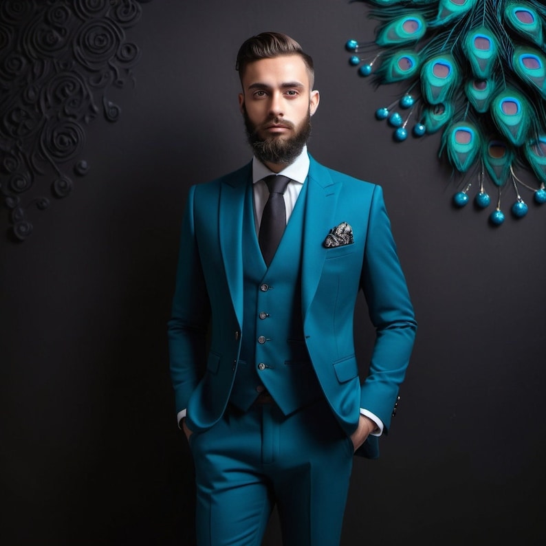 Blue 3Pcs Suit